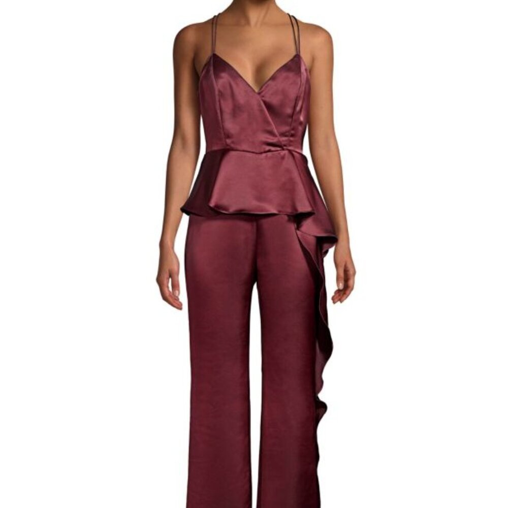 Parker Purple Satin Jumpsuit with Wide-Leg Design